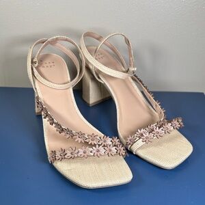 a new day Beige Floral Block Heels